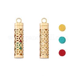 CHGCRAFT 2 Sets Stainless Steel Pendant, with Cotton Pad, Hollow, Column with Coin Pattern Charm, Golden, 43x10mm, Hole: 4mm