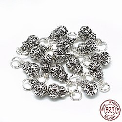 Thailand 925 Sterling Silver Charms, with Jump Ring, Calabash, Antique Silver, 12.5x7mm, Hole: 4mm