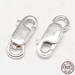 925 fermagli in argento sterling aragosta artiglio, con anelli di salto, argento, 12x4.3x2.5mm, Foro: 3 mm, circa 37pcs/20g