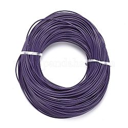 Cordón de cuero de vaca, cable de la joya de cuero, material de toma de diy joyas, redondo, teñido, púrpura, 2mm