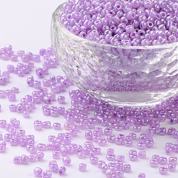 Glass Seed Beads, Ceylon, Round, Violet, 3mm, Hole: 1mm, about 2222pcs/100g