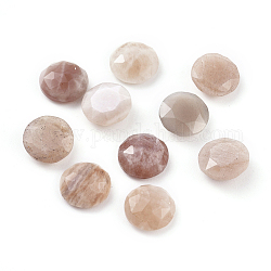 Натуральные кабошоны из камней, граненые, плоско-круглые, 10x4.5 мм