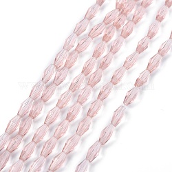Perle di vetro trasparente, sfaccettato, bicono, rosa nebbiosa, 8x4mm, Foro: 0.8 mm,circa70pcs/filo, 22.99'' (58.4 cm)