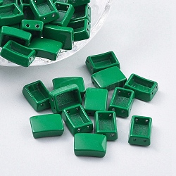 Enlaces de múltiples hilos de aleación pintados con spray, para la fabricación de pulseras elásticas de azulejos, Rectángulo, verde, 11.3x8x4mm, agujero: 0.8 mm