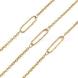 Ion Plating(IP) Handmade 304 Stainless Steel Oval Link Chains, Soldered, with Spool, Golden, 20x5x1mm, about 16.40 Feet(5m)/Roll
