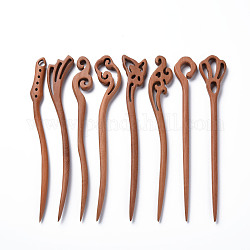 Des bâtonnets de bois pour les cheveux, brun coco, 180x11~30x7~8mm
