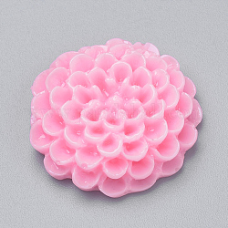 Resin Cabochons, Dahlia Flower, Pink, 19~20x6~7mm