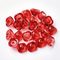 4-лепестковый прозрачный аэрозольный баллончик с краской, цветок, красные, 11.5x11.5x7 мм, отверстие : 1.6 мм