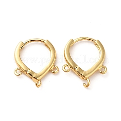 Brass Hoop Earring Findings, with Loops, Teardrop, Real 18K Gold Plated, 18x15x2.5mm, Hole: 1.2mm, Pin: 1mm