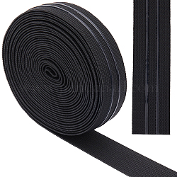 Cordón elástico antideslizante de poliéster plano Gorgecraft, banda elástica con pinza de silicona, accesorios de ropa, negro, 25mm