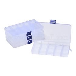 Contenitori di plastica tallone, scatola divisori regolabile, rimovibili 15 scomparti, rettangolo, chiaro, 17.5x10.2x2.2cm, dimensione interna scomparto: 3.3x3 cm