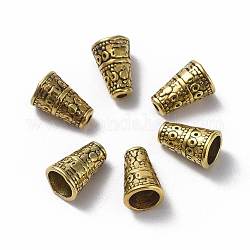 Tibetischen Stil Perlen Kegel, Antik Golden Farbe, Bleifrei und Nickel frei und Cadmiumfrei, Kegel, Größe: ca. 7 mm breit, 10 mm lang, Bohrung: 2 mm, Innendurchmesser: 5 mm