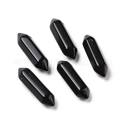 Natural Obsidian Double Terminal Pointed Pendants, Faceted Bullet Charm, 30~35x8~9x8~9mm, Hole: 1.4mm