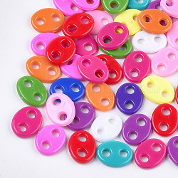 Пластиковые соединители звеньев, овальные, разноцветные, 27.5x21x5 мм, отверстие : 6 мм