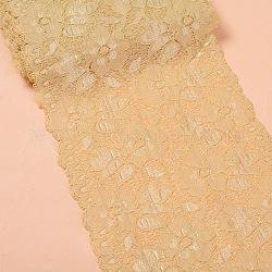 Ribete de encaje elástico elástico, cinta de encaje con estampado floral, para coser, decoración de vestidos y envoltura de regalos, bronceado, 16 cm