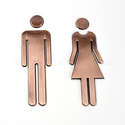 Badezimmerschildaufkleber aus Kunststoff, öffentliches Toilettenschild, für Wandtürzubehör Zeichen, golden, 165~164x61~59x4 mm