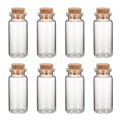 Glas Perle Behälter, verkorkte Flaschen, Transparent, 22x50 mm, Kapazität: ca. 10ml (0.34 fl. oz)