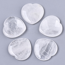 Pierre de souci en cristal de quartz naturel, pierres de paume de poche, pour guérir le soulagement du stress reiki, forme de coeur, 39~40x39~40x5~6mm