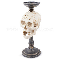 Bougeoirs en résine, décorations d'affichage, Halloween crâne, fumée blanche, 13x12x33.5 cm