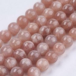 Chapelets de perles de sunstone naturelle naturelles, ronde, 10mm, Trou: 1mm, Environ 39 pcs/chapelet, 15.7 pouce