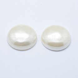 Shell Pearl Beads, Half Drilled, Half Round, Floral White, 20x8mm, Hole: 1mm
