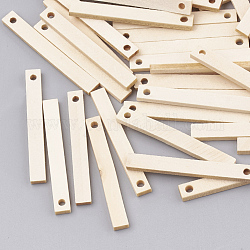 Wood Pendants, Rectangle, Wheat, 40x5~6x2mm, Hole: 2mm