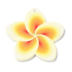 Pendentifs acryliques opaques, fleur, or, 38x39x2.5mm, Trou: 1.6mm