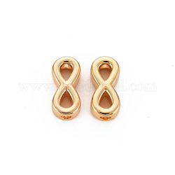 Brass Beads, Nickel Free, Infinity, Real 18K Gold Plated, 6x12.5x4mm, Hole: 1.8mm