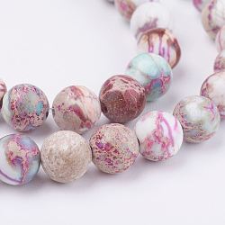 Brins de perles de jaspe impérial naturel, teinte, ronde, Prune, 8.5mm, Trou: 1mm, Environ 48 pcs/chapelet, 15.35 pouce (39 cm)