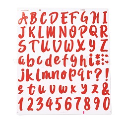 Numéro et alphabet et signe autocollant autocollant étanche en pvc, pour la décoration de cartes-cadeaux, rouge, 21.5x18.5x0.02 cm, étiquettes: 5~26x5~20mm, 72pcs / feuille