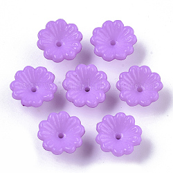 Opaque AS Plastic Bead Caps, 5-Petal, Flower, Medium Orchid, 13x7.5mm, Hole: 1.2mm, about 1800pcs/500g