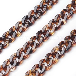 Acrylic Curb Chains, Coconut Brown, Link:13x10~10.5x2.5~3mm, about 70cm/strand, 27.56 inch