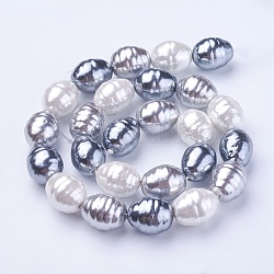 Chapelets de perles de coquille, ovale avec filetage, colorées, 16.5~17.5x13~13.5mm, Trou: 1mm, Environ 24 pcs/chapelet, 15.74 pouce ~ 15.94 pouces (40~40.5 cm)