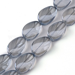 Transparentes cuentas de vidrio electroplate hebras, lustre de la perla chapado, lágrima, azul acero claro, 18.5x12.5x6mm, agujero: 1 mm, aproximamente 40 pcs / cadena, 29.29 pulgada (74.4 cm)