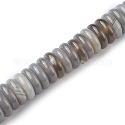 Natural Grey Agate Beads Strands, Disc, 12x3.5~4mm, Hole: 1.4mm, about 51pcs/strand, 7.48~8.19 inch(19~20.8cm)