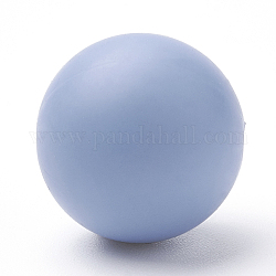 Perlas de silicona ecológicas de grado alimenticio, redondo, azul acero claro, 14~15mm, agujero: 2 mm