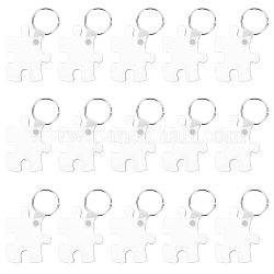 Chgcraft 20 Sets Sublimationsrohlinge Schlüsselanhänger, Wärmeübertragungs-Schlüsselring für MDF-Platine, für Hitzepresse, Puzzle, Platin Farbe, weiß, 7x5 cm