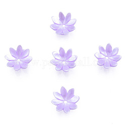 Perlenkappen aus Kunstharzimitat, Multi-Blütenblatt, Blume, Flieder, 10x10x3 mm, Bohrung: 1 mm