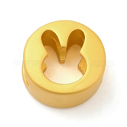 Perlas de aleación de zinc, color dorado mate, plano y redondo, conejo, 11.5x12x7mm, agujero: 3.5x6 mm