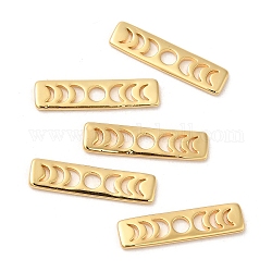 Brass Moon Phase Bar Pendants, Long-Lasting Plated, Rectangle, Real 18K Gold Plated, 20x5x1mm