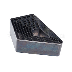 8 tailles perforateur en acier au carbone losange, matrice de règle en acier en cuir, avec boîte en plastique, couleur inoxydable, 2.1~5.7x1.3~3.5x2.4 cm, 8 pièces / kit