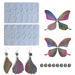 Stampi in silicone per ali di farfalla fai-da-te e ciondoli rotondi, per la fabbricazione di gioielli in resina UV e resina epossidica, fumo bianco, 218x132x4mm, Foro: 1.5 mm