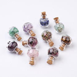 Стеклянные бутылки желая украшения, с крошкой внутри и пробкой, разноцветные, 28x20 мм, 10 шт / комплект