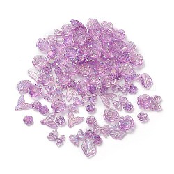 DIY Jewelry Making Finding Kit, Incluidng Transparent Acrylic Charms and Beads, AB Color, Mixed Shapes, Orchid, 11~21x12~27x3~7mm, Hole: 1~2mm, about 746pcs/500g