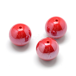 Perlmutt Acryl Perlen, Runde, rot, 12 mm, Bohrung: 2 mm, ca. 530 Stk. / 500 g