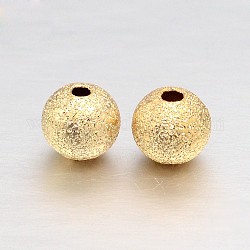 Perline rotonde testurizzate in vero ottone placcato oro 18k,  piombo & cadmio & nichel libero, 4mm, Foro: 1 mm