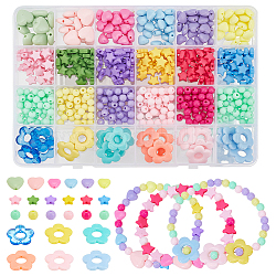 Ensembles de perles acryliques couleur macaron, formes mixtes, couleur mixte, 6~19x6~20x3.5~6mm, Trou: 0.5~1.8mm, 6 couleurs, 50 pcs / couleur, 300 pcs