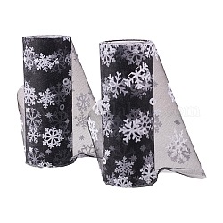 Snowflake Deco Mesh Ribbons, Tulle Fabric, Tulle Roll Spool Fabric For Skirt Making, Black, 6 inch(15cm), about 10yards/roll(9.144m/roll)