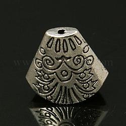 Conos de perlas estilo tibetano, para borlas colgante, plata antigua, 18x20x9mm, agujero: 7x17 mm