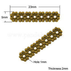 Tibetische Tibetsilber Spacer Perlen Abstandshalter, Rechteck, Cadmiumfrei und Nickel frei und Bleifrei, 7-Loch, Antik Golden, 23x5x2 mm, Bohrung: 1 mm